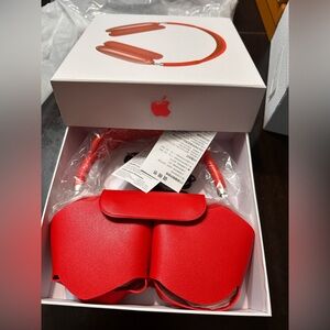 Vibrant Red Headphones with Case